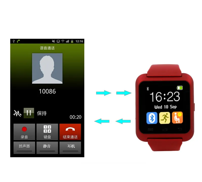 Smartwatch Bluetooth Smart Watch U80 für iPhone IOS Android Smart Phone Wear Clock Tragbares Gerät Smartwach PK U8 GT08 DZ09