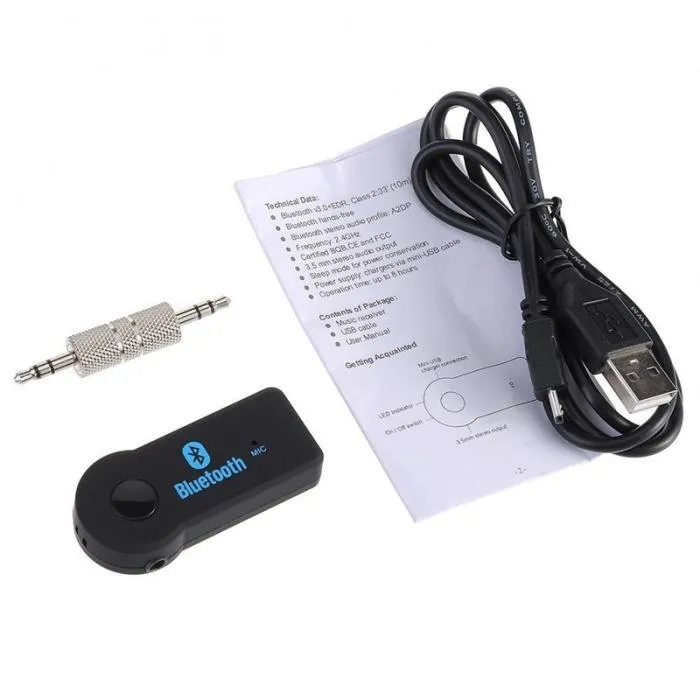 300pcs fábrica 3.5mm Kit Transmissão de áudio Bluetooth Music Receiver Car Stereo BT 3.0 portátil Adaptador Auto AUX A2DP para Handsfree Telefone MP3