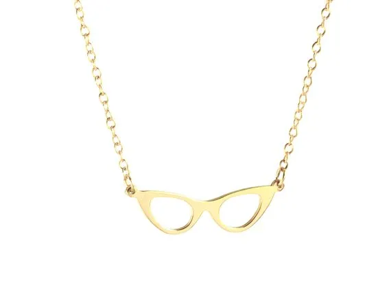 10PCS Cat Eye Glasses Frame Necklace Simple Geometric Reading Book Lover Eyeglasses Chain Necklaces for Women Party Hipster Gifts