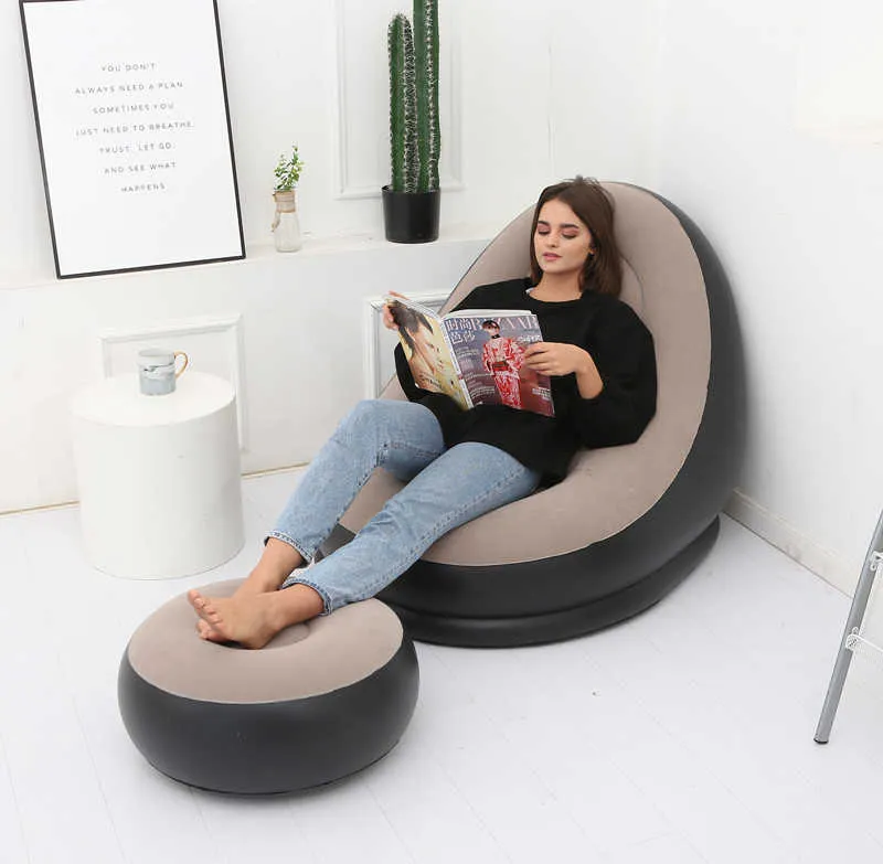 canapé paresseux inclinable pliant gonflable canapé-lit extérieur avec pédale flatteur de chaise de canapé unique