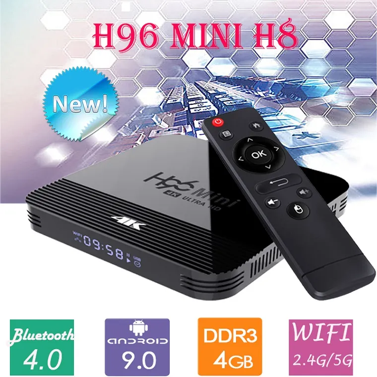 H96 미니 H8 2기가바이트 / 16기가바이트 안드로이드 9.0 OTT TV BOX RK3228A 쿼드 코어 듀얼 와이파이 2G + 5G BT4.0 셋톱 박스 TX3