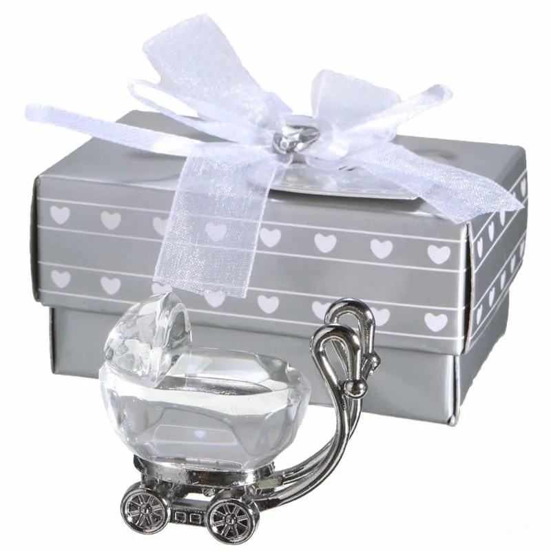 Indian Crystal Baby Shower Favors Gifts for Guest Crystal Baby Carriage Present Party Favors Baby Souvenir EEA405