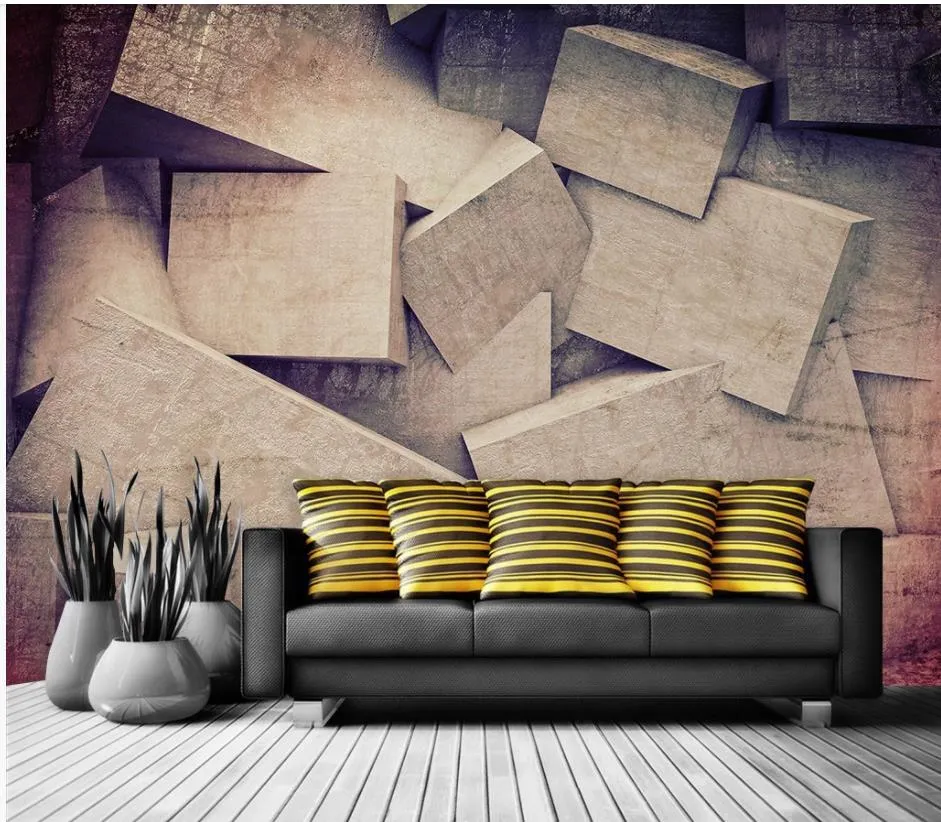 Personalizado qualquer tamanho fotos moderno papel de parede para sala de estar 3d do fundo da parede wallpapers geométricas