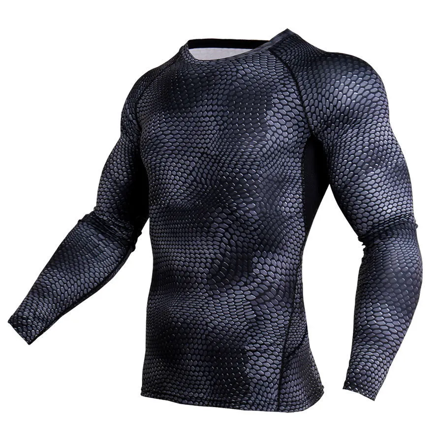 Impresso New 3D T-shirts Homens Compression shirt longo da luva T térmica shirt dos homens de Fitness Musculação Skin Tight Quick Dry Tops MX200509