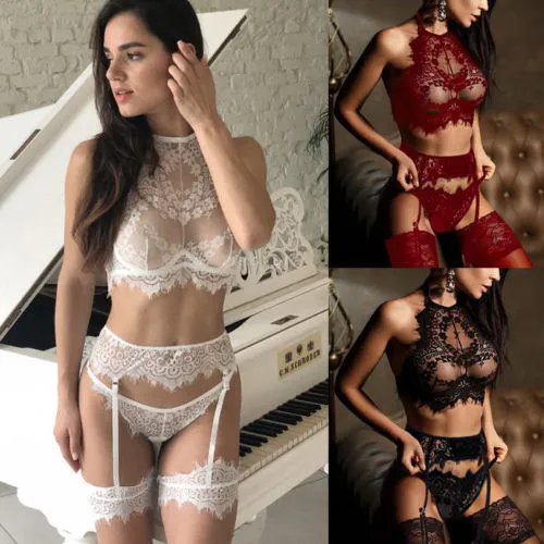 2019 Nya kvinnor Sexy-Underkläder Nightwear Sleepwear Dress Babydoll Lace G-String Underkläder