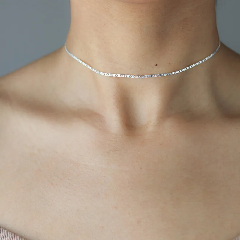 Thin silver hotsell choker necklace