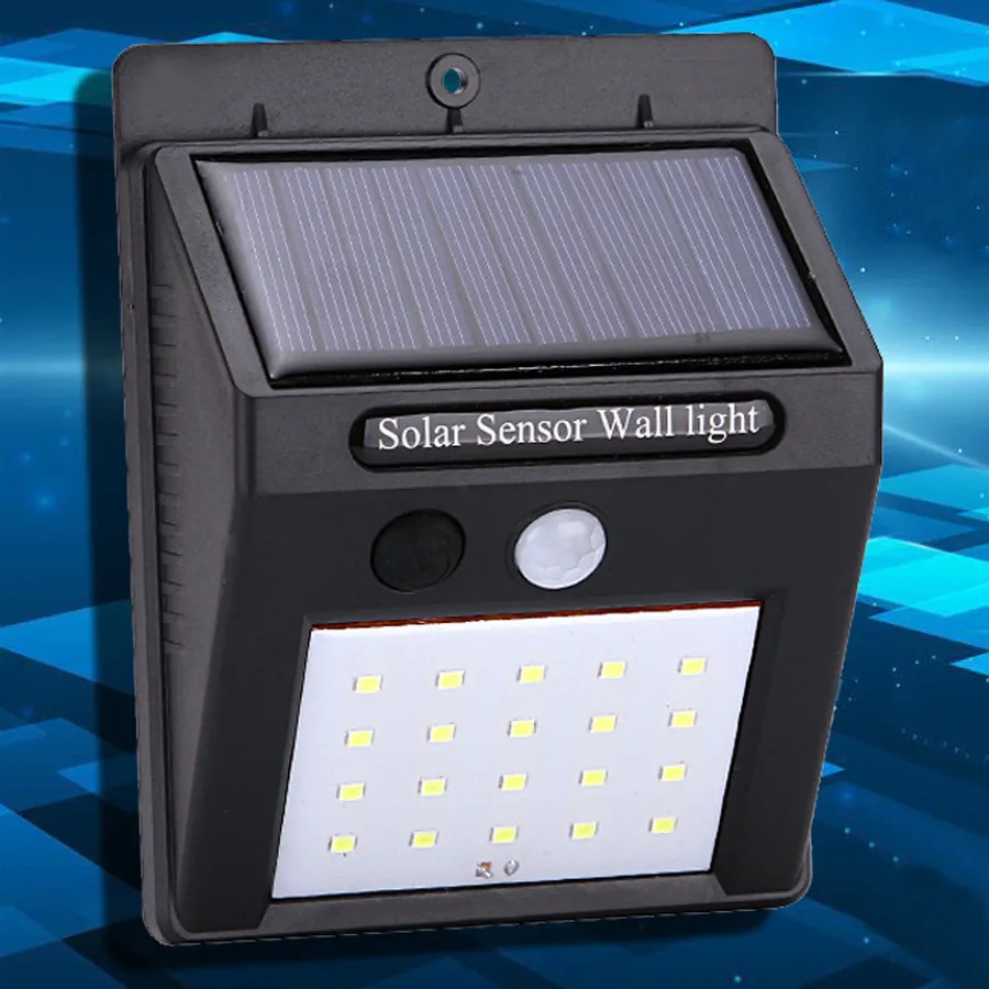 Ao ar livre de Parede Solar Pendurado 20 Lâmpadas LED Casa Jardim Sensor de Movimento Inteligente Luzes de Segurança Noite de Parede À Prova D 'Água Estrada Lâmpada LED DH1188