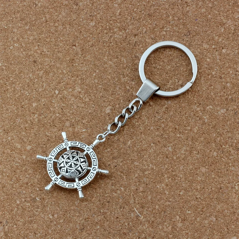 20 шт. KeyChain 3D Корабль Рульчик Подвески Подвески Ключ Фримяпель Защита DIY Аксессуары 32.5x40.8mm Подвеска A-454F