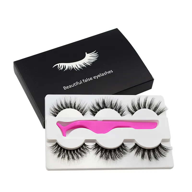 Hotsell 3 Pairs False Eyelashes Makeup Natural 5D Fake Thick Black Eye Lash Soft Lashes with Tweezers