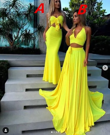 2019 Sexy Szyfonowe Żółte Druhna Dresses Różne Style Ten sam Kolor Tanie Sukienka Gościnna Ślubna Vestidos de Dama De Honor