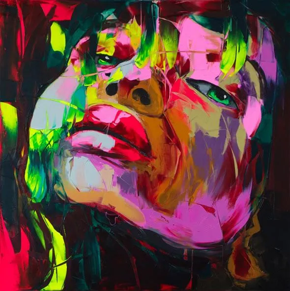 Francoise Nielly Spatola Impression Home Opere d'arte Ritratto moderno Pittura a olio fatta a mano su tela Concavo Convesso Texture Face002