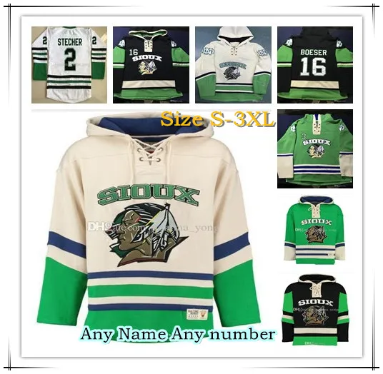 Dakota du Nord Fighting Sioux University Hoodies 7 TJ Oshie 16 Brock Boeser 33 Cam Johnson 9 Drake Caggiula Tous les maillots cousus en gros