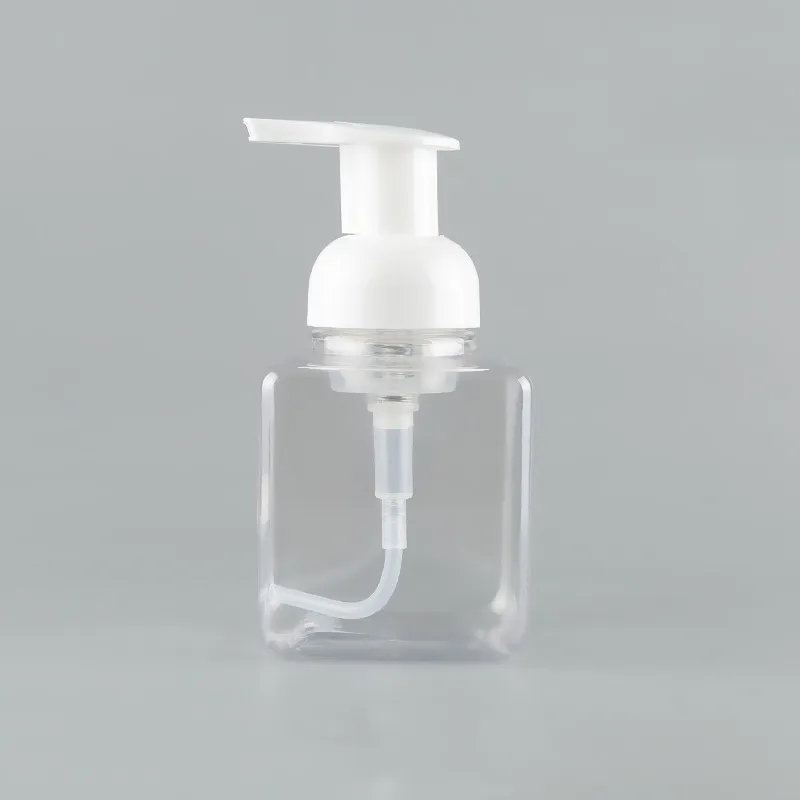 Bottiglia di disinfettante per le mani in plastica PET da 250 ml Bottiglia con pompa in schiuma quadrata per la pulizia del viso (spedizione marittima veloce gratuita)