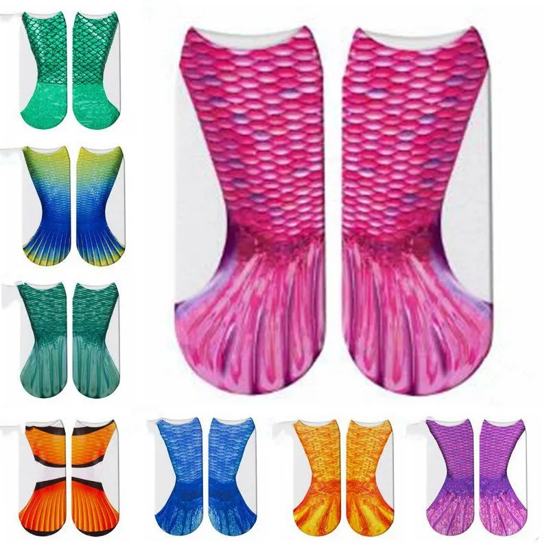 Sjöjungfru 3d strumpor sjöjungfru svans strand socka sjöjungfrun mode strumpor hajuku digitala tryckta cosplay fisk skalor sock rolig boot hosiery czyq4578