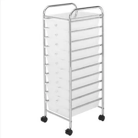 Free shipping US STOCK Wholesales Clear 10-Drawer Organizer Cart Rolling Cart