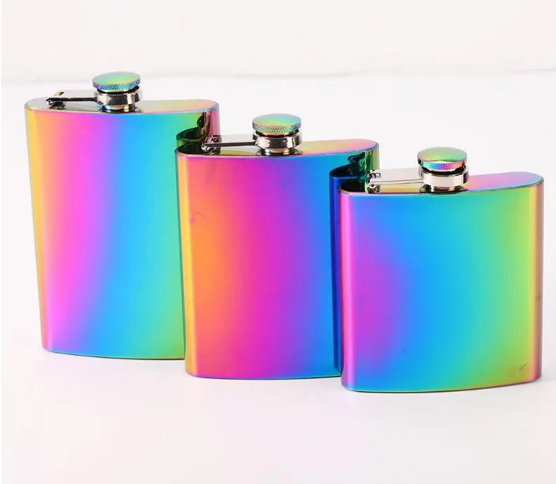 Rostfritt stål Vinpott Multi-specifikation Guldfärgad Gradient Färg Rundflaska Flagon Portable Hip Flasks SN3220