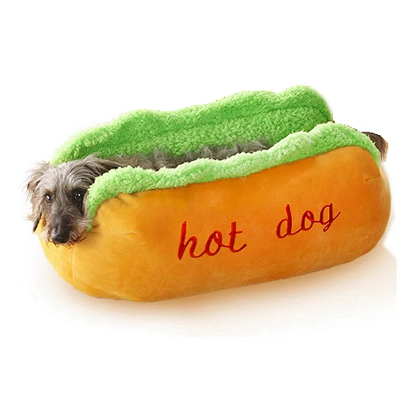 Hot Dog Sofa Bed for Cats and Dogs Soft Warm U Shaped Pet Cushion Hand Washable 605023cm Yellow