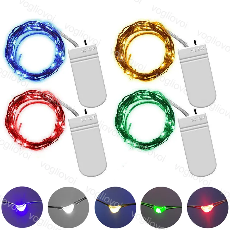 LED Strings 1M 2M 3M 6V With Battery Silver Wire For Fairy Christmas Halloween Xmas Home Party Wedding DHL