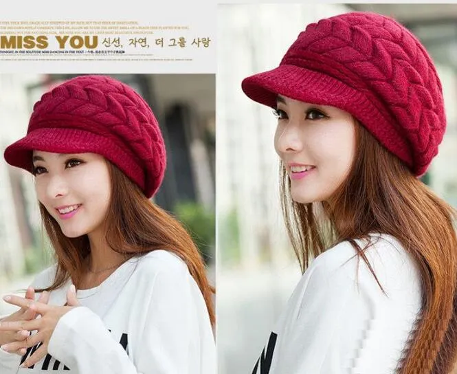 Mélanger 8 couleurs élégant chaud en hiver femmes chapeaux tricotés mélange bonnet de fourrure de lapin automne hiver dames femme mode béret chapeau