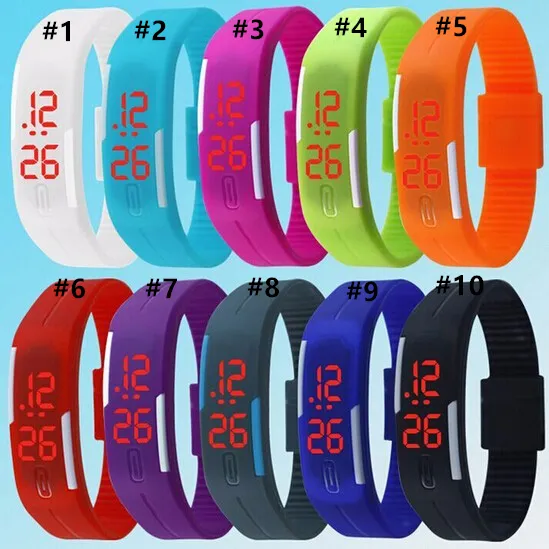Digital led silicone rubber band watches outlet