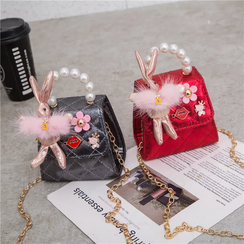 Kids Handbags Newest Korean Baby Girls Fancy Mini Princess Purses Lovely Sequins Rabbit Tote Girls Cross-body Bags Chaildren Gifts