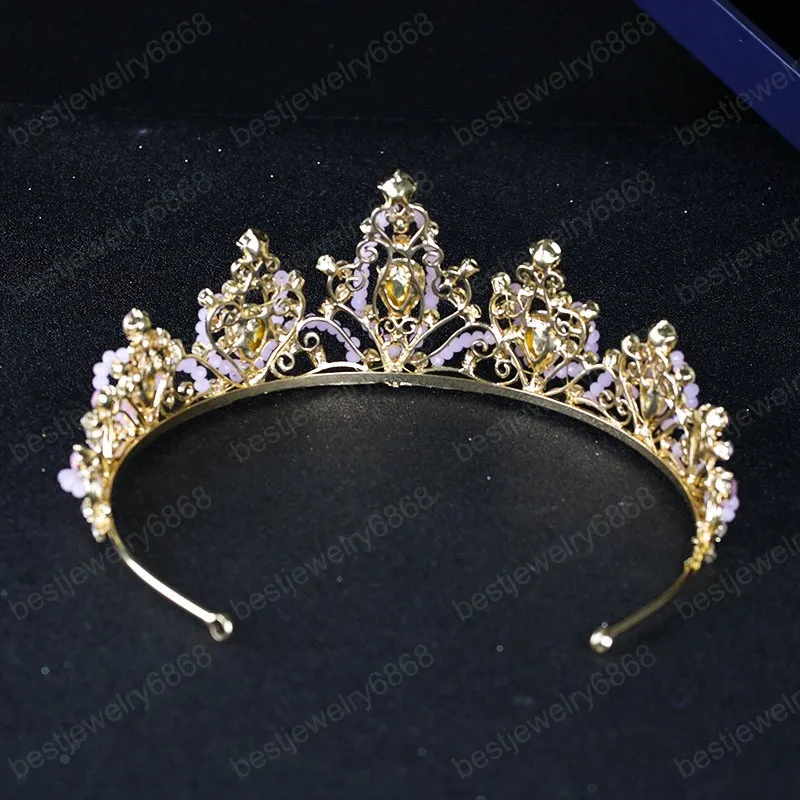 Gold Crystal Teardrop Tiara Crown - Elegant Pageant Accessory Vintage Royal Queen Teardrop Rhinestone Diadem Tiaras Crown  main image 4