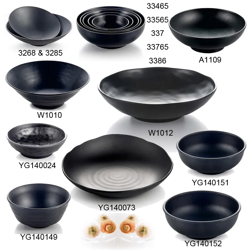 Black Frost Bowl Melamine Dinnerware Big Round Bowl Chain Restaurant A5 Melamine Bowls Melamine Tableware Noodle Bowl Wholesale