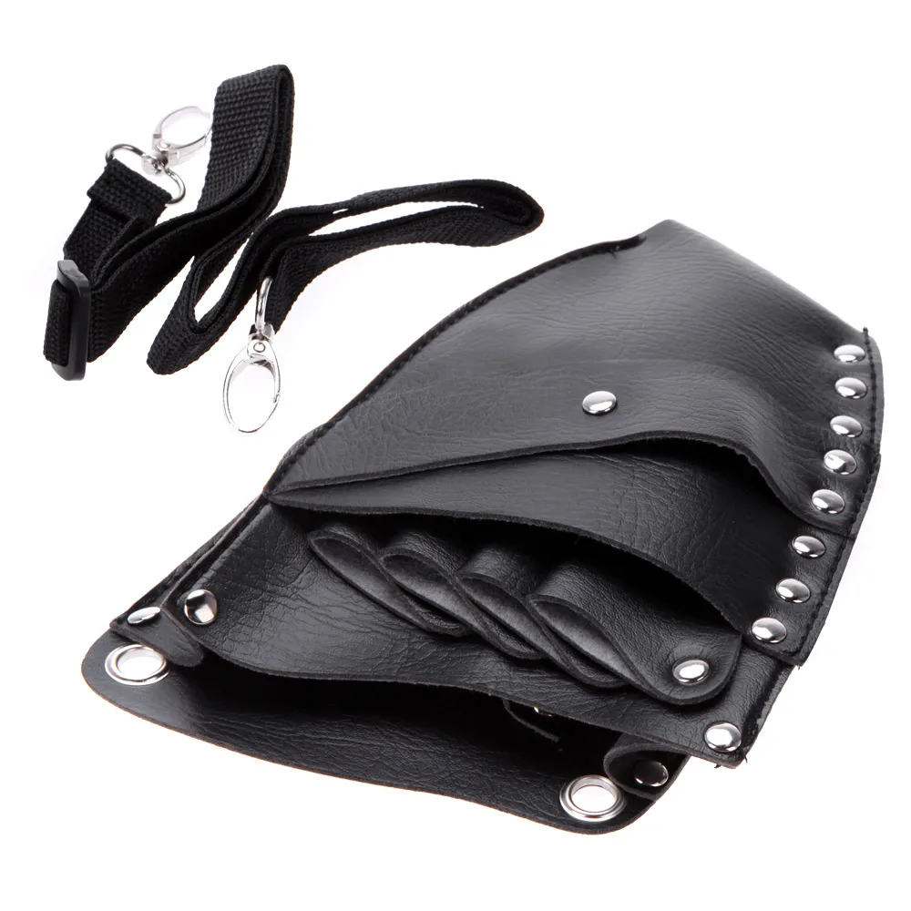 Leder-Friseurtasche, Scherenaufbewahrung, Friseur-Holster-Beutel-Halter, Nieten-Clips, Tasche mit Taille, Schultergürtel, Haar