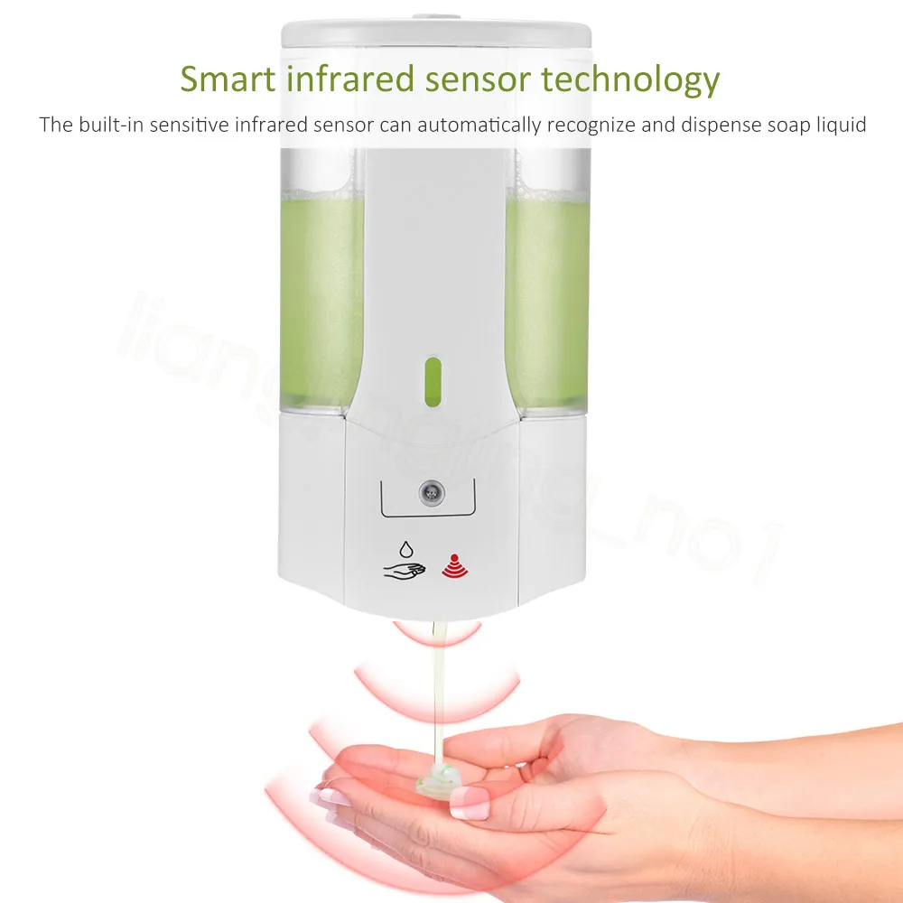 400ml Automatic Soap Dispenser Wall-Mounted Sensor Soap Dispenser Hand Sanitizer Shampoo Container For hotel Kitchen Bathroom FFA4155-4