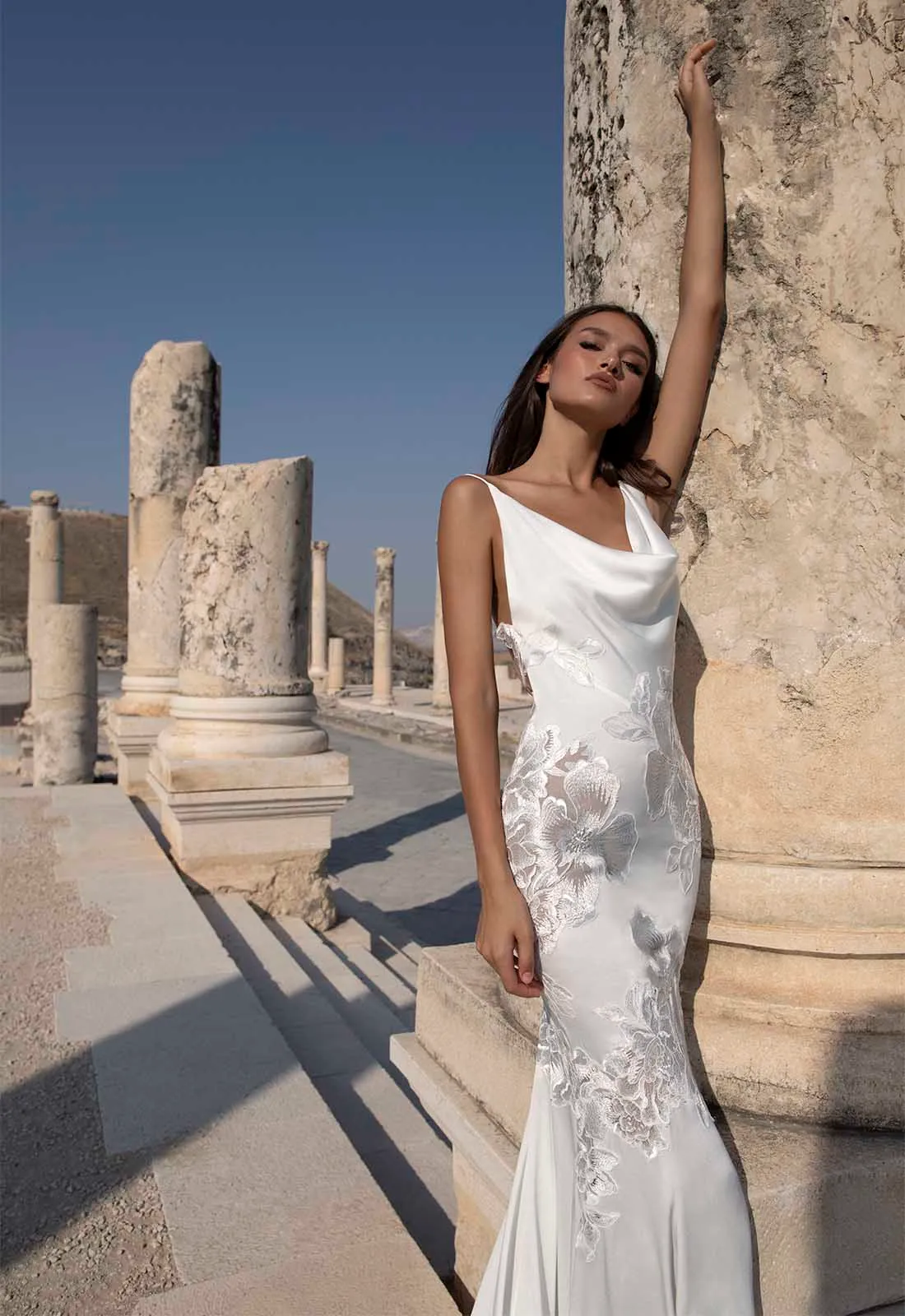 Simple Boho Mermaid Wedding Dress with Lace Applique and Sweep Train - Modest and Spaghetti Straps, Sleeveless - Perfect for Your Special Day!