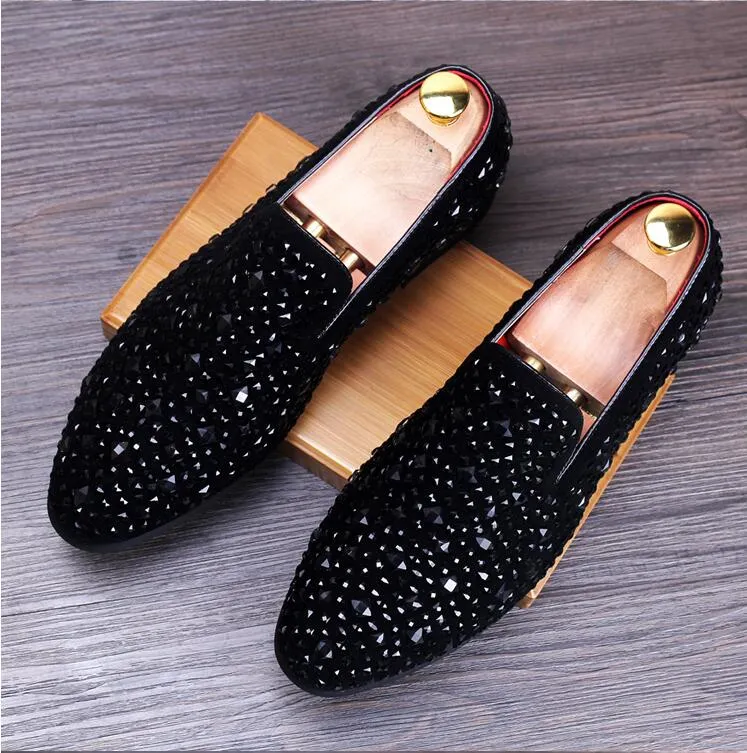 Vendita calda-mocassini con paillettes glitter multicolori Scarpe eleganti da uomo Scarpe basse da uomo Marchio di moda di lusso Chaussures De Mariage