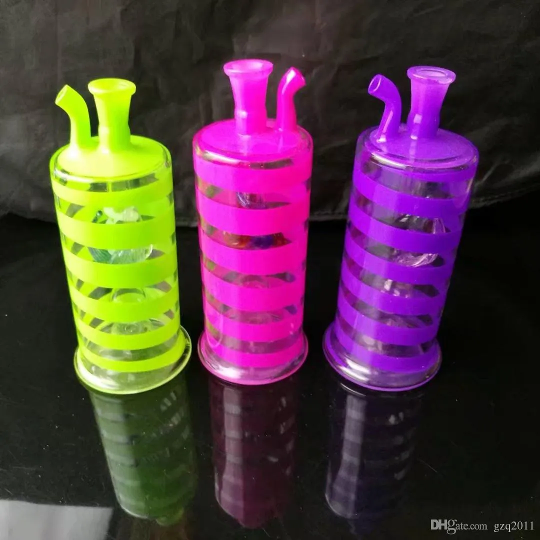 Garrafa de água com barra colorida Acessórios para bongos de vidro, cachimbo de água de vidro para fumar, frete grátis