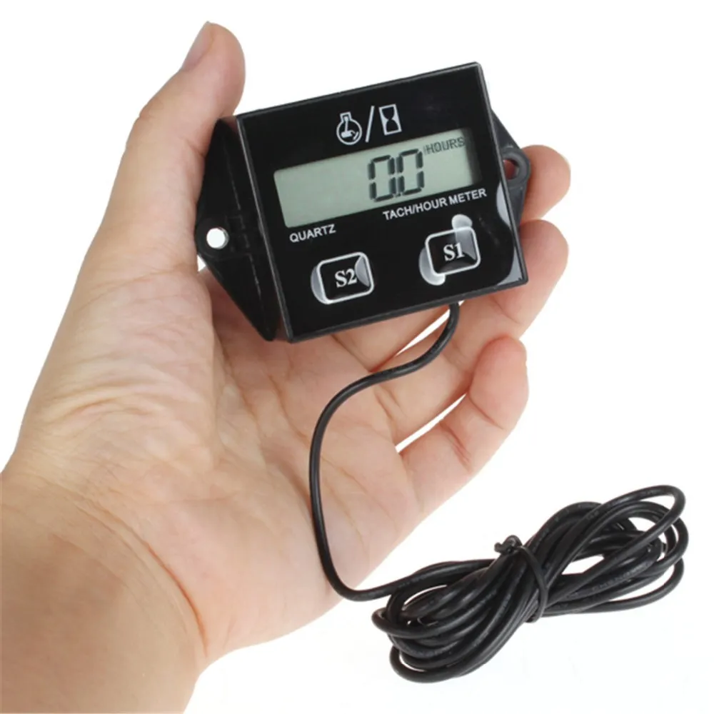 Freeshipping Hot LCD Display Digital Tachometer Hour Meter For Motorcycle / Boat Engines