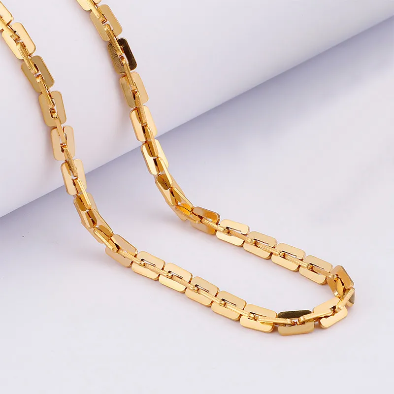 Collana classica in acciaio inossidabile placcato color oro Catena Figaro a maglie per uomo Donna Girocollo in metallo Accessori per gioielli Regalo  36