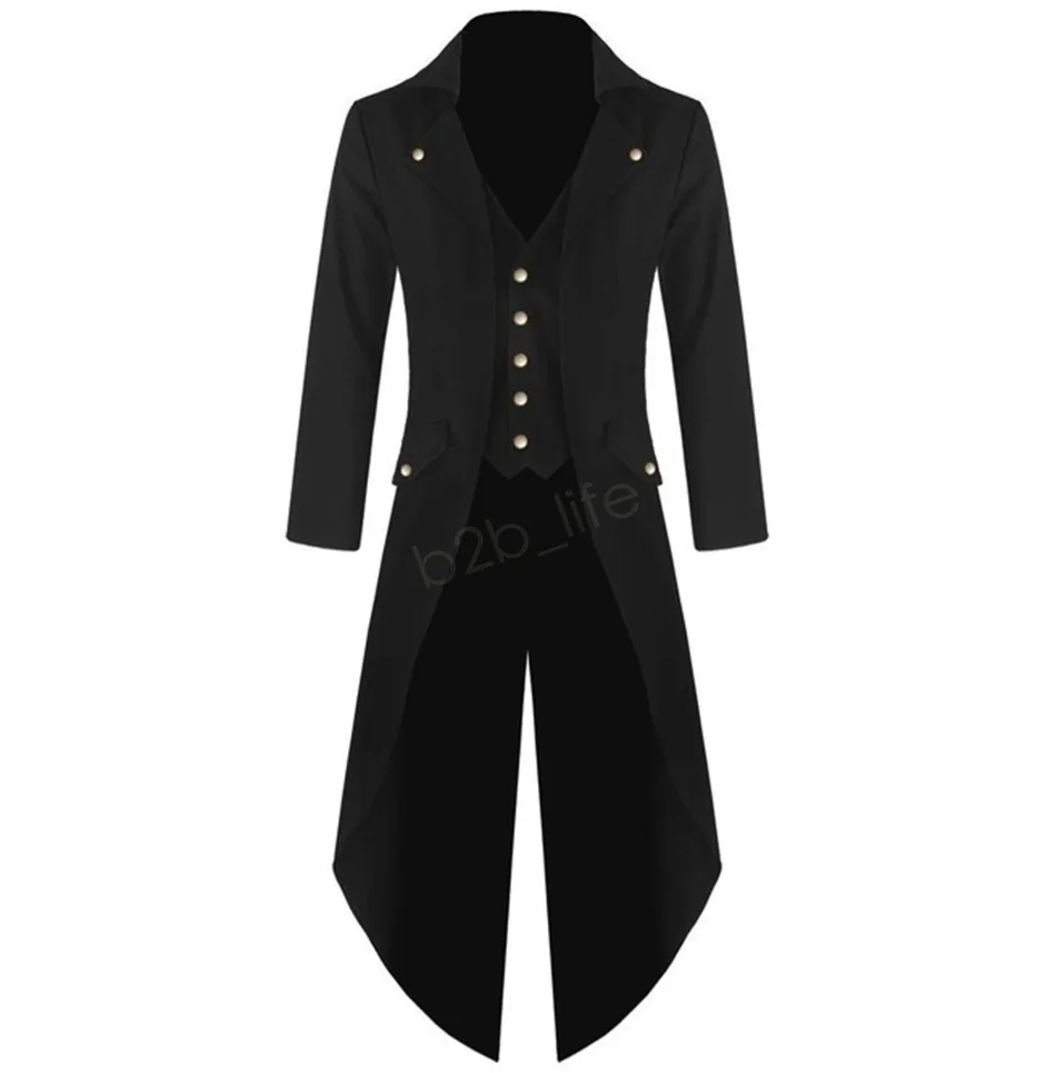 Mode-Smoking Jacken Frack Steampunk Gothic Performance Uniformen Cosplay Party Kleidung Schwalbenschwanz Mantel Blazer Plus Größe LJJA2876