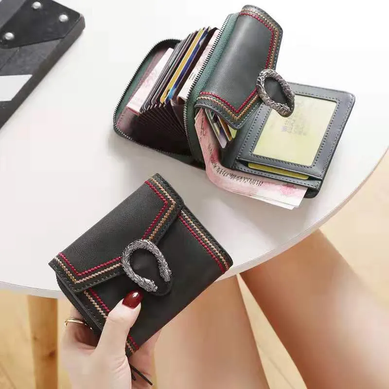 New Genuine leather zipper short style women designer wallets lady fashion casual large capacity cow leather purses many card position no202