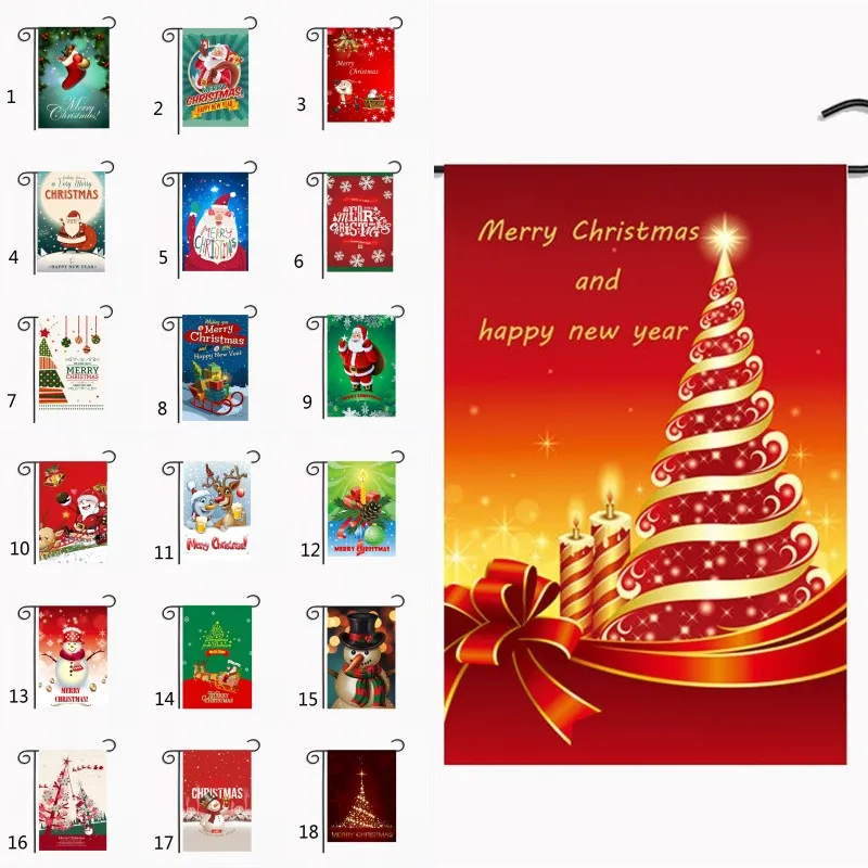 Boże Narodzenie Ogród Flaga Santa Claus Snowman Banner Snowflake Winter Happy Festival Household Wiszące flaga 30 * 45 cm 34 style