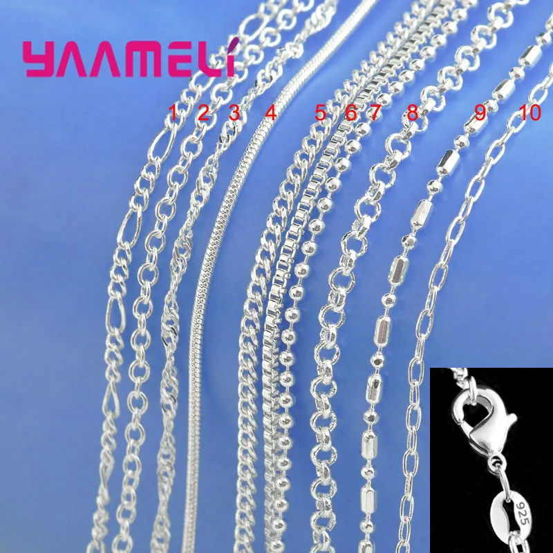 Grote promotie! 925 Sterling zilveren ketting met kreeft Climps Fit Mannen Vrouwen Hanger 10 Designs 16-30 inch