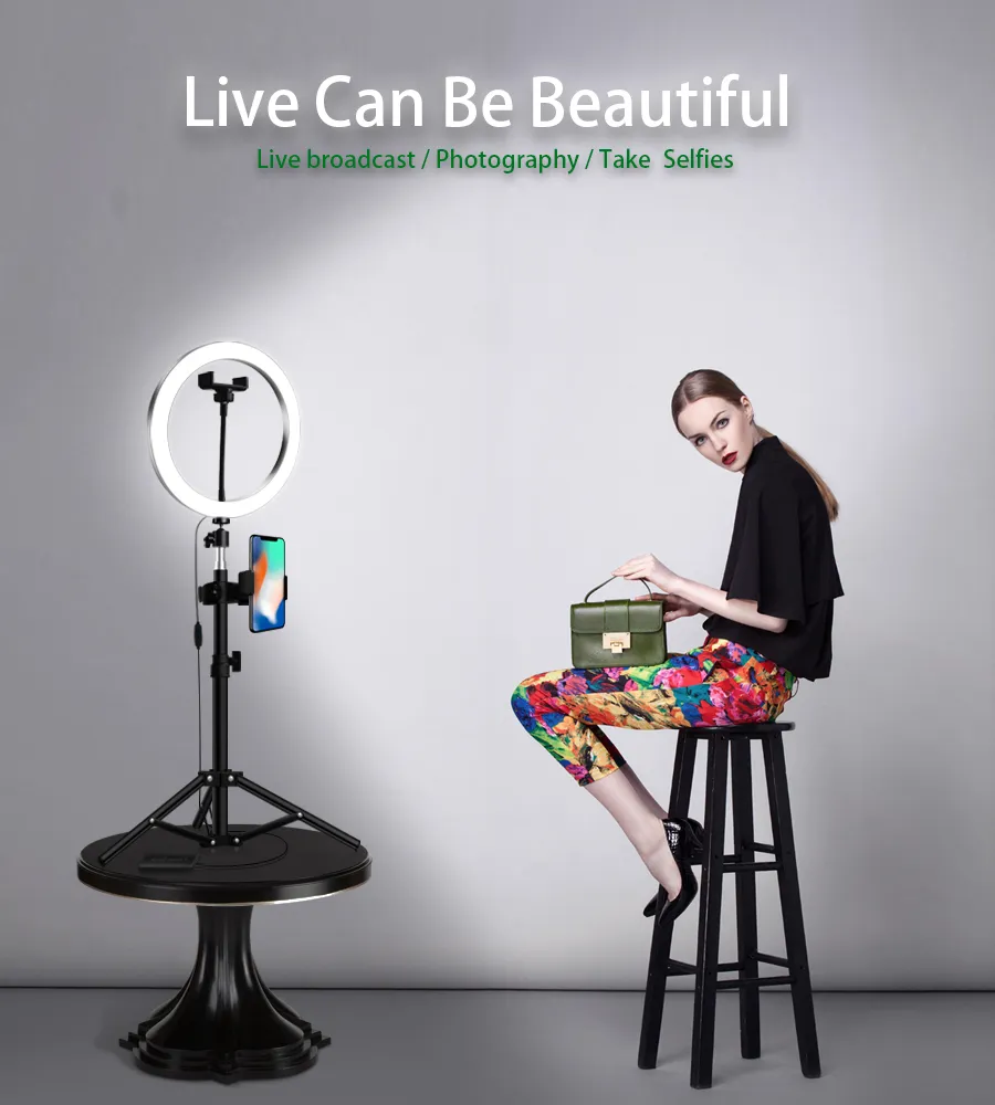 26CM LED Ring Light Circle Lamp Selfie Ringlight Photography Fill Lamp  Dimmable Night Light Makeup Video Lamp With Tripod Stand