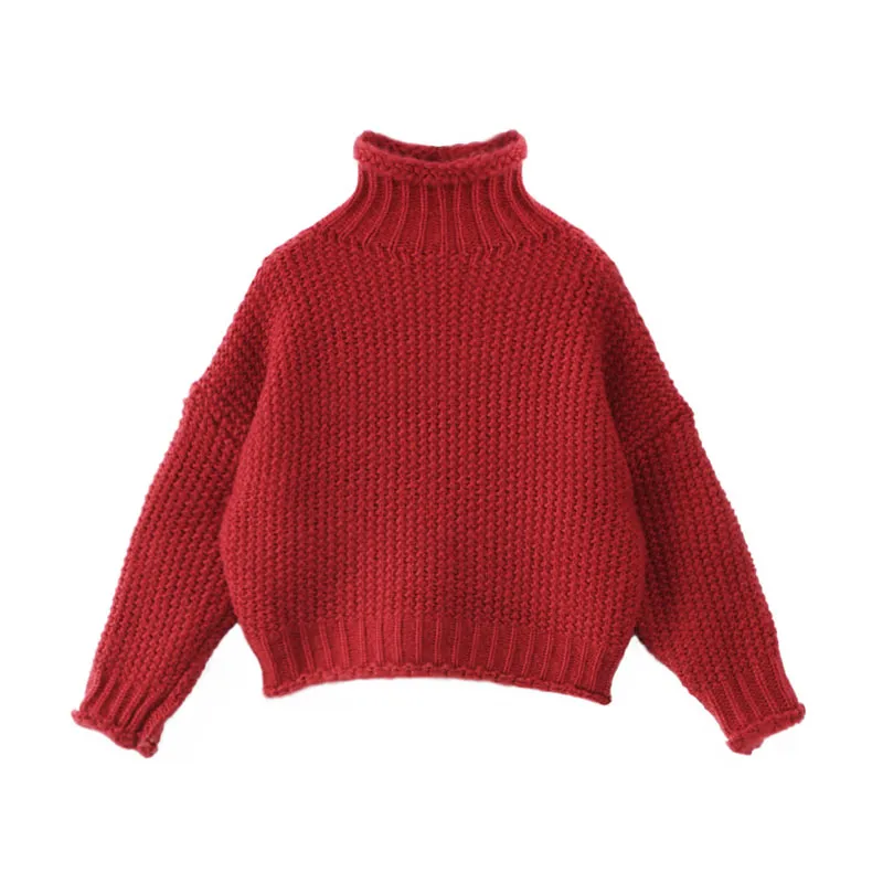 Abbigliamento quotidiano Donna 2019 Autunno Inverno Stilista Pullover Maglieria Semplice Solido Rosso Collo a lupetto Corto Crop TopMaglione lavorato a maglia