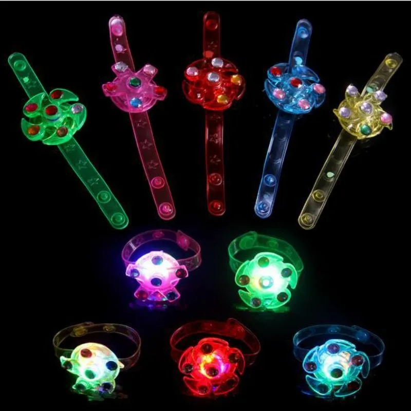 Presentes Children Luminous Pulseiras Iluminação Gyro Pulseira Brilhante Toy pulso Rotação Anéis mão Assista aniversário presentes da escola