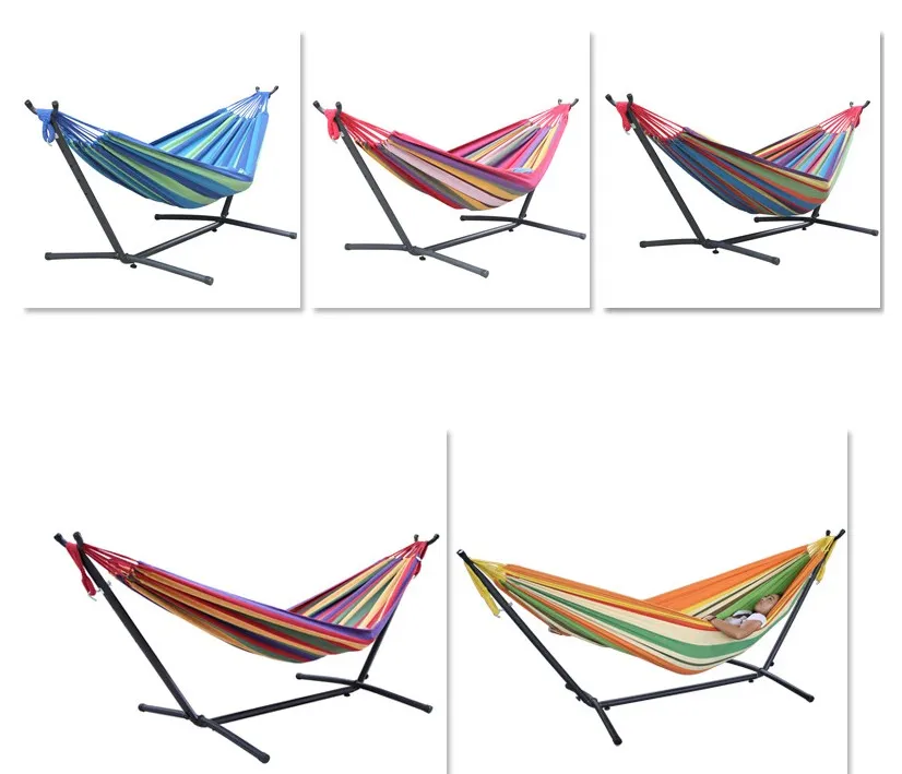 Polyester Outdoor Portable Hammock Set with Stand HOT SALE Colorful Hammocks Outdoor Furniture Wholesale