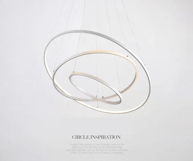 LED-hanglamp zwart dimbaar acryl 3-ring hanglamp keukeneiland