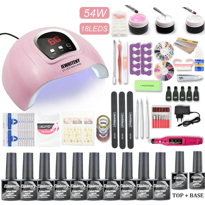 Nail Set 120W UV LED-lampa för manikyr 10st Gel Nail Polish Set Kit Soak Off Gel Lack för Konst Torkmaskin Verktyg