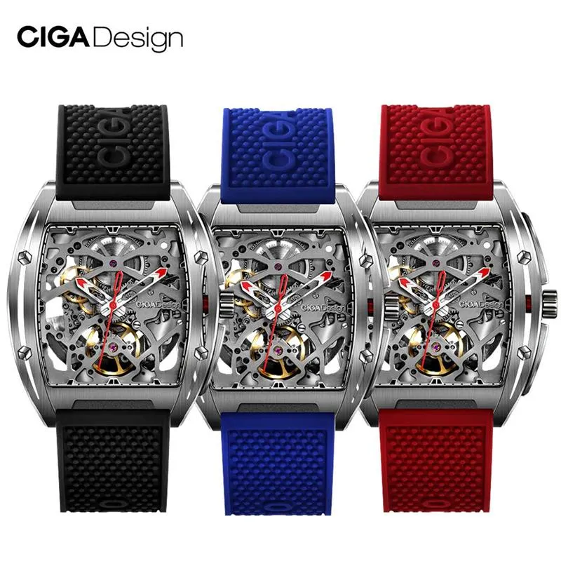 Xiaomi youpin CIGA Design CIGA Watch Z-Serie Uhr Fasstyp doppelseitige hohle automatische Skelett-mechanische Herrenuhr235q