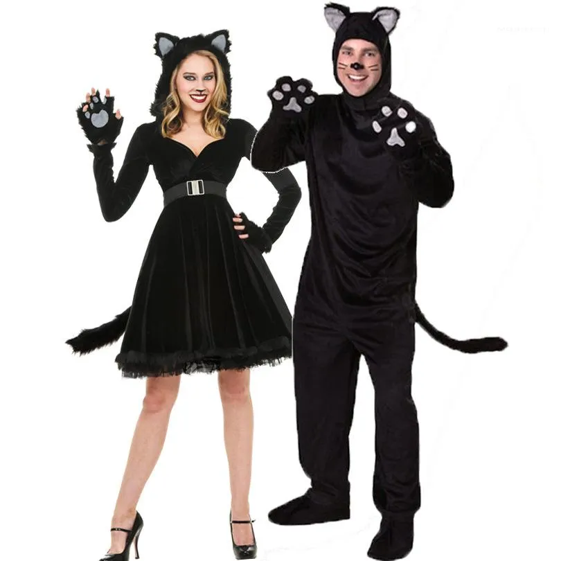 Men Dress Suits nero sveglio del gatto di Halloween Cat Girl costume delle  donne di Natale