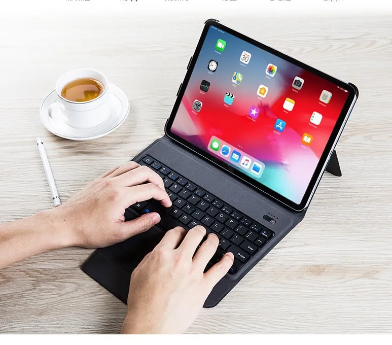 Ultra dun alles in één portefeuille Smart Lederen Cover USB draadloze ABS Bluetooth-toetsenbord Case voor iPad Pro 11 12.9