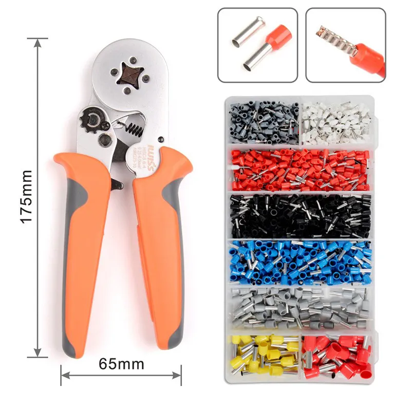 Pliers HSC8 6-4 Terminal Crimping Crimper Ferrule Tool Plier Set With 1200 Terminals Kit For Cable End-Sleeves Ferrules