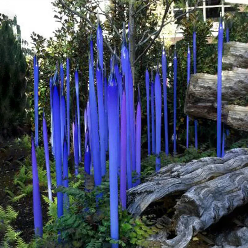 Lâmpadas modernas de Murano Reeds para decoração de arte de jardim azul esculturas de vidro 100% boca soprada escultura