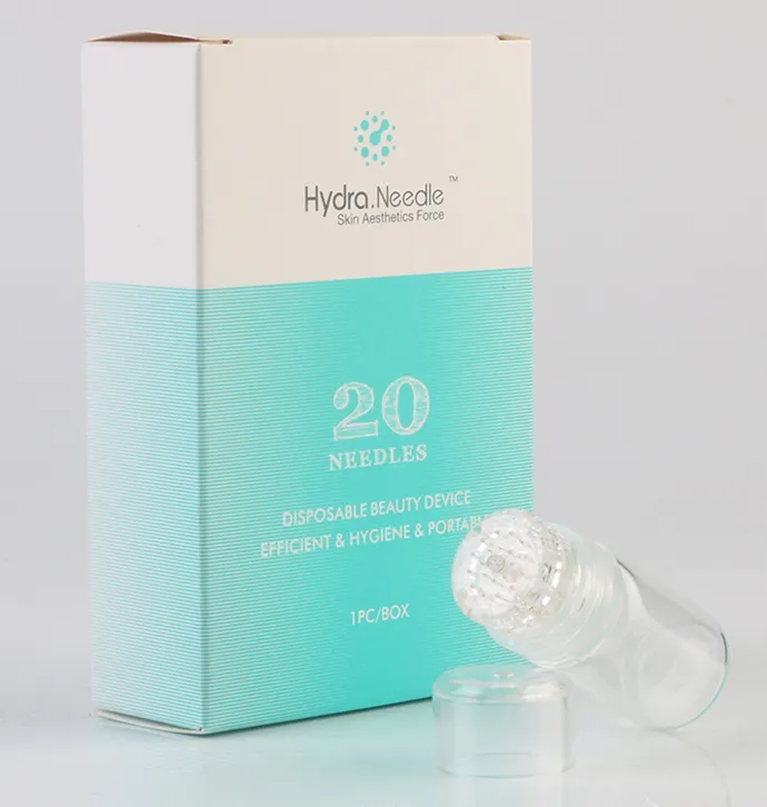Ago rullo Hydra portatile 20 Micro aghi Applicatore Bottiglia di vetro nella pelle Riutilizzabile Ringiovanimento della pelle Bellezza del viso Microneedles